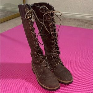 Women's Tall Lace-Up Brown Tumberland Boots